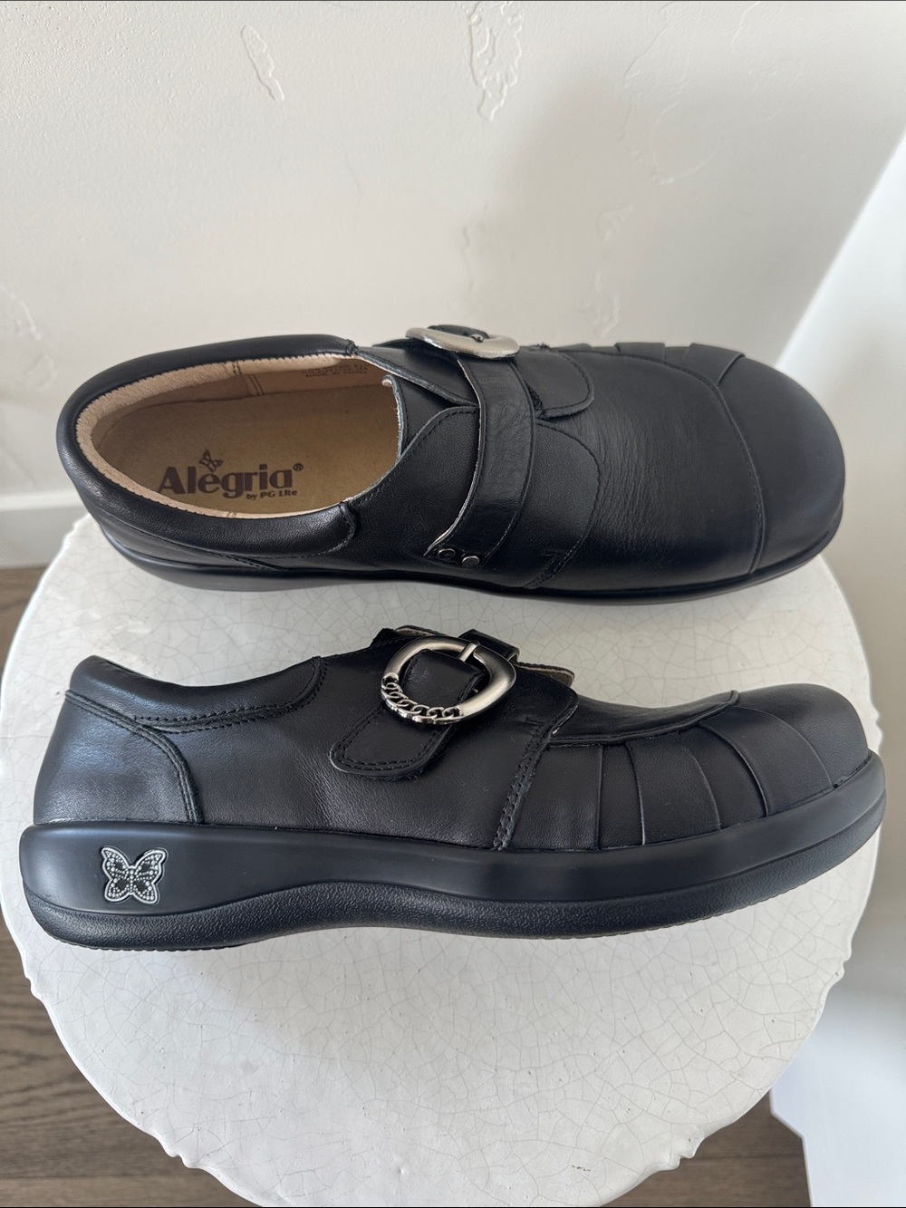 Alegria KHLOE Women's Slip-On Shoes Black Nappa Leather Loafers EU42 / US11.5-12